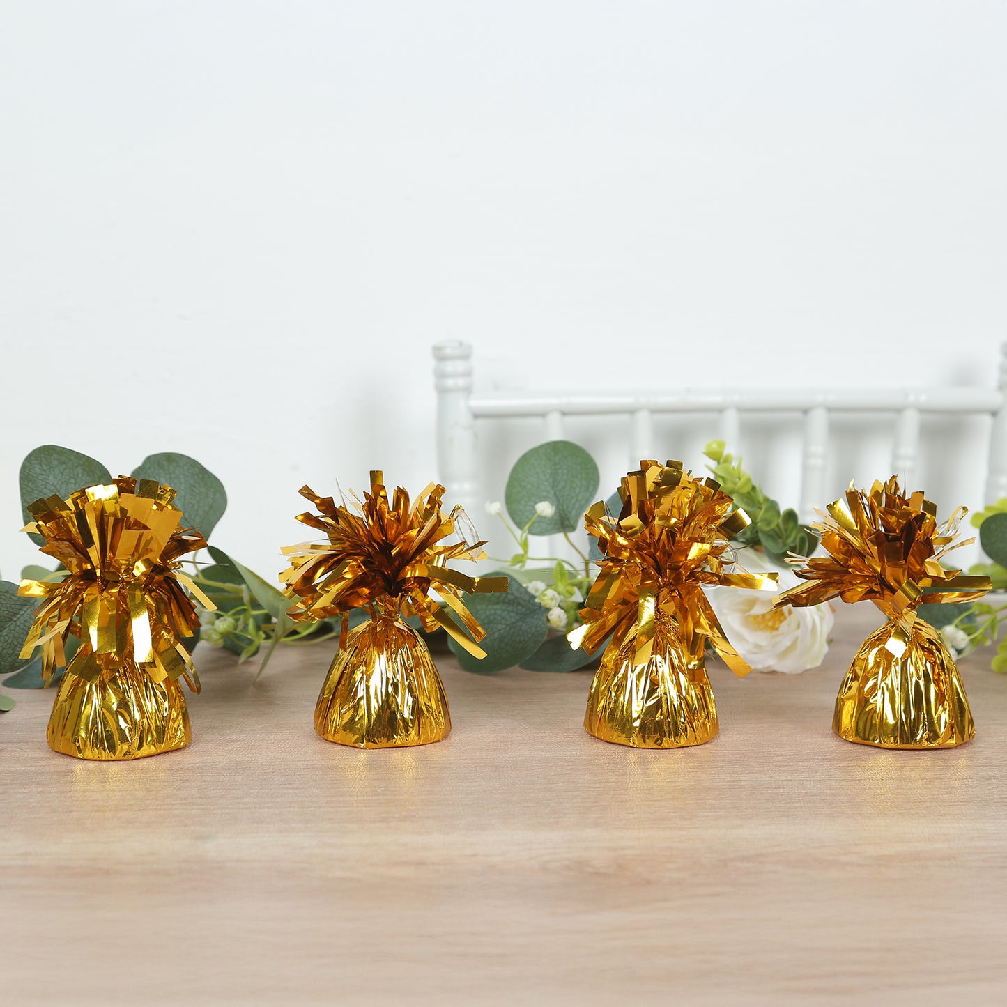 6 Pack of 5 Inch Metallic Gold Foil Tassel Top Party Balloon Weights 5.5 OZ