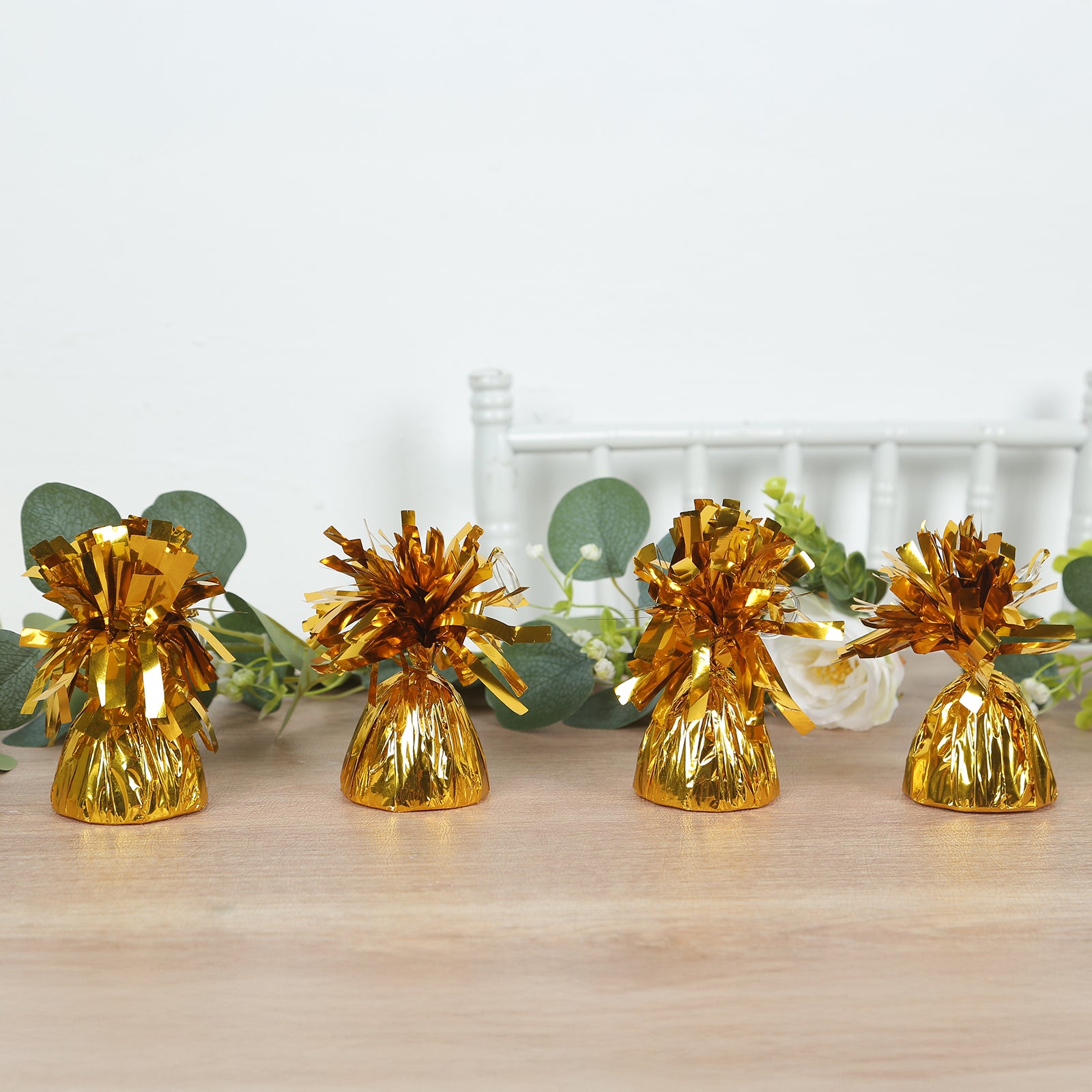 6 Pack of 5 Inch Metallic Gold Foil Tassel Top Party Balloon Weights 5.5 OZ