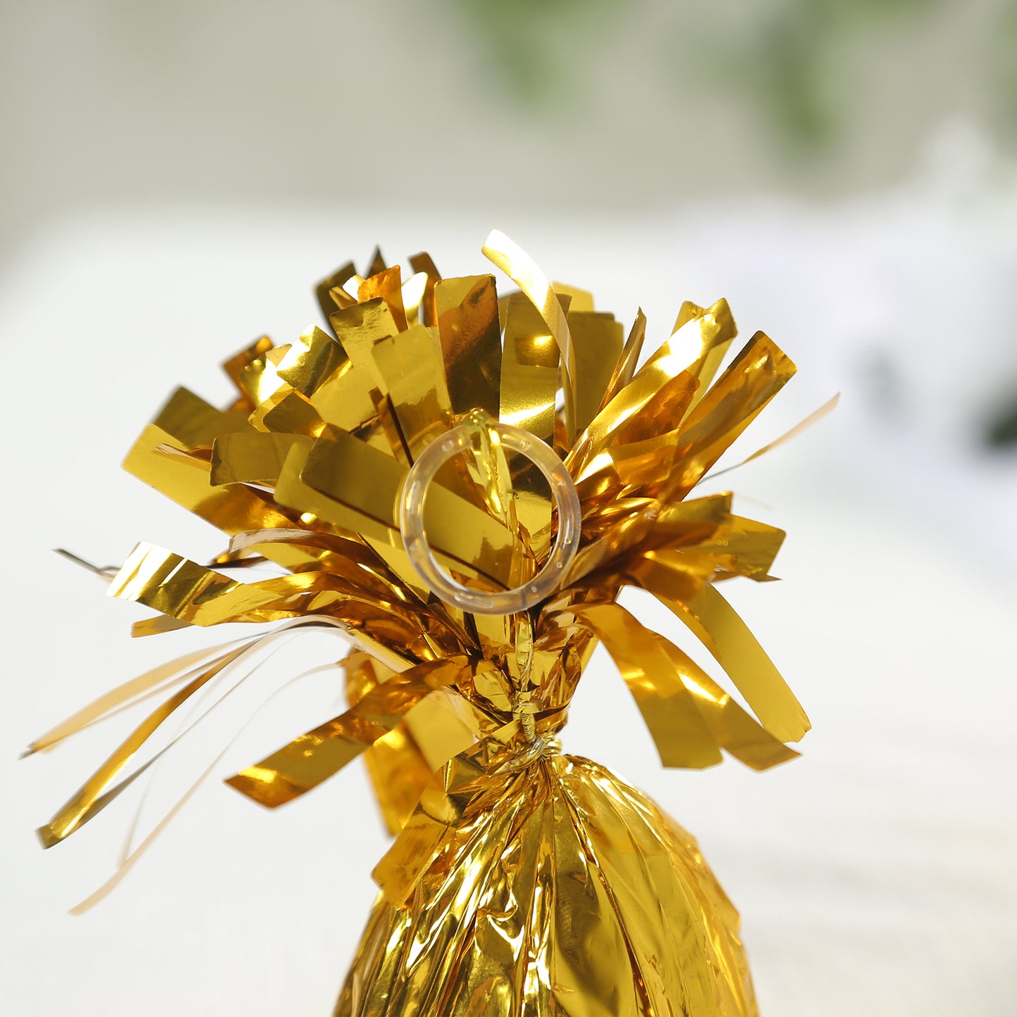 12 Pack 5" Metallic Gold Foil Tassel Top Party Balloon Weights, 5.5oz