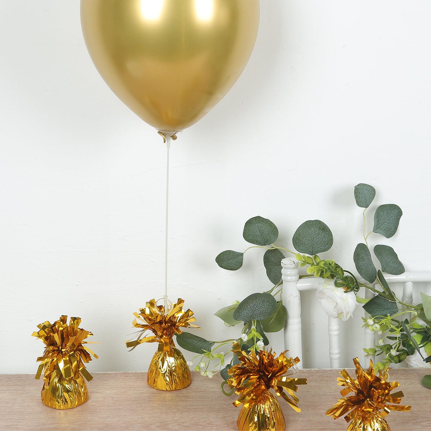 5 Inch Metallic Gold Foil Tassel Top Party Balloon Weights 5.5 OZ Pack of 6 