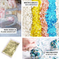 Metallic hot pink chunky confetti glitter for arts and crafts.