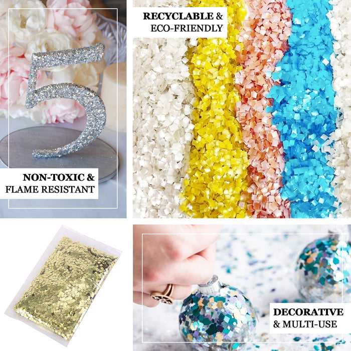 Metallic hot pink chunky confetti glitter for arts and crafts.
