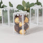 25 Pack Clear Rectangle Candy Gift Boxes With Bowknot and White Lace Pattern, 4" Transparent Plastic Party Favor Boxes - 2"x2"x4"