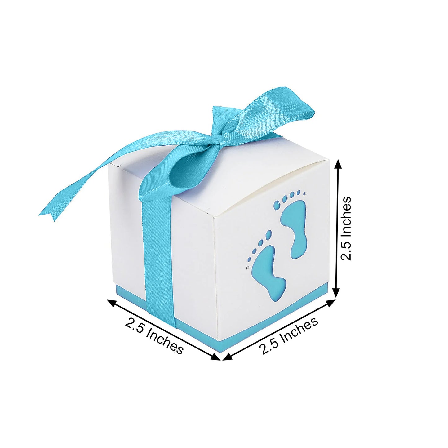 25 Pack 2 Inch Baby Shower Party Favor Blue Footprint Candy Gift Boxes 
