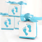 25 Pack 2 Inch Baby Shower Party Favor Blue Footprint Candy Gift Boxes 