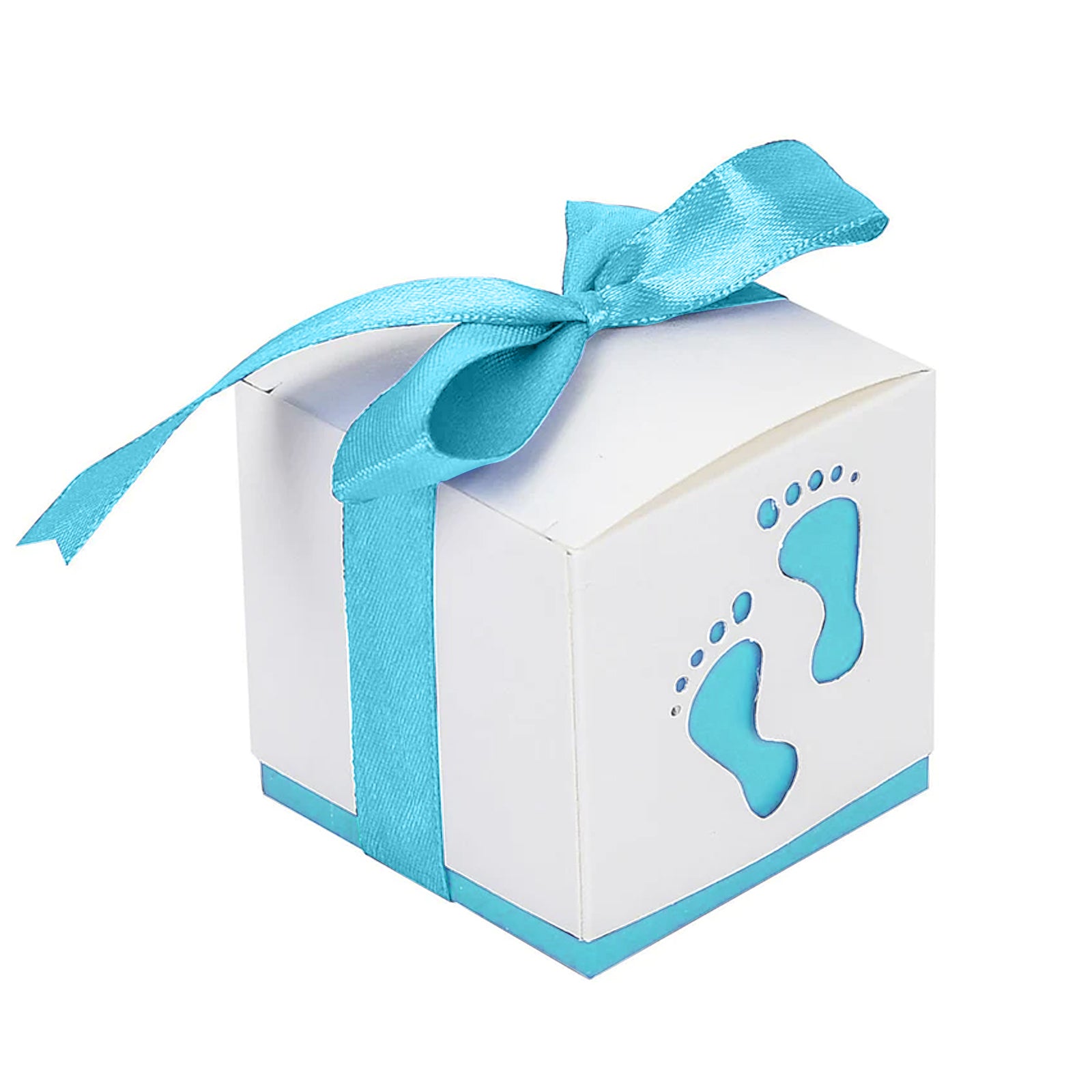 25 Pack 2 Inch Baby Shower Party Favor Blue Footprint Candy Gift Boxes#whtbkgd