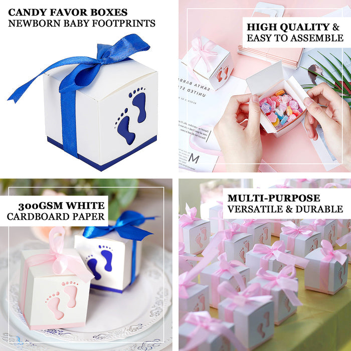 25 Pack | 2" Pink Footprint Baby Shower Party Favor Candy Gift Boxes