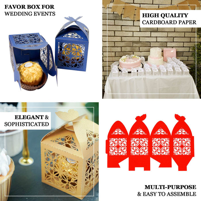 Gold butterfly top laser cut lace favor candy gift boxes, 25 pack.