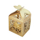 Gold butterfly laser cut lace gift box for favors and candy.