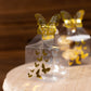 25 Pack Clear Transparent Square Party Favor Boxes with Gold Butterfly Top, Clear Candy Treat Gift Boxes - 2"x2"x4"