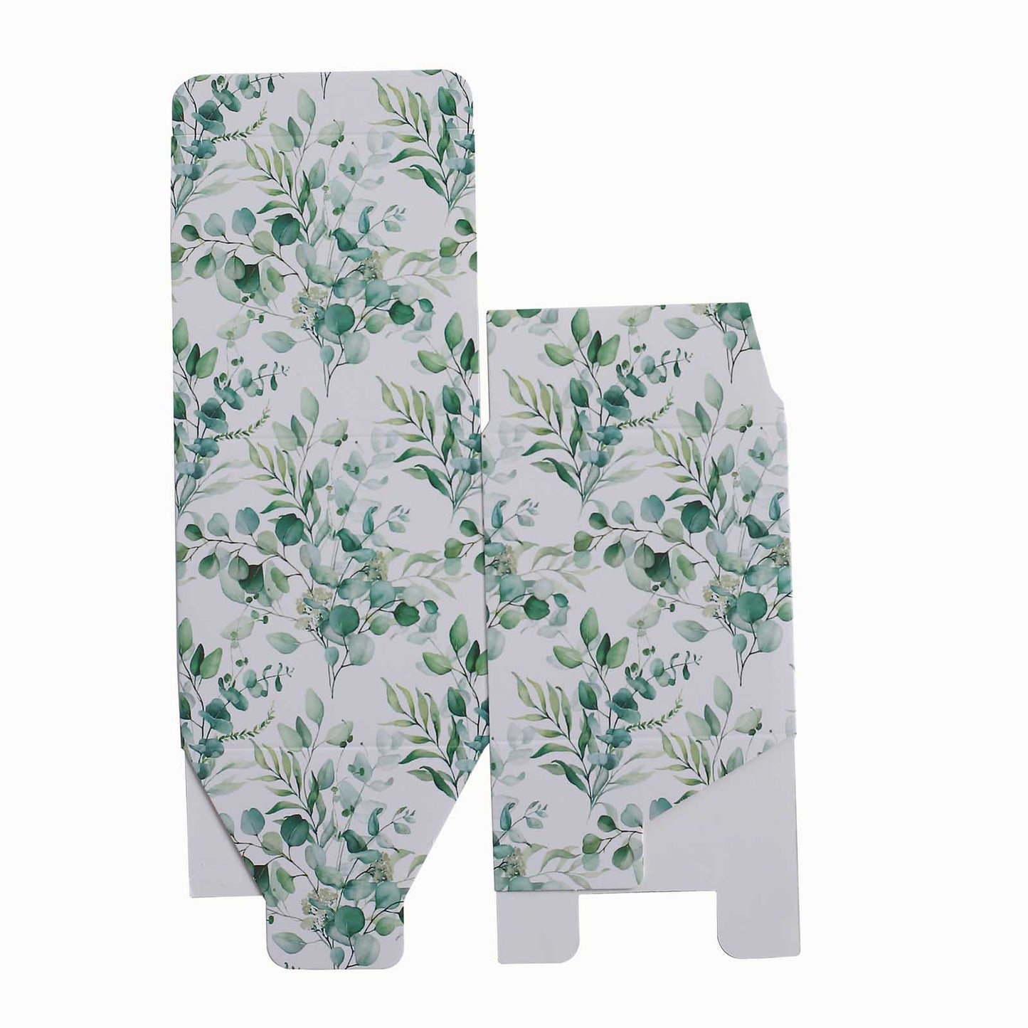 25 Pack White Green Eucalyptus Leaves Print Paper Favor Boxes, Cardstock Party Shower Candy Gift Boxes - 3"x3"x3"