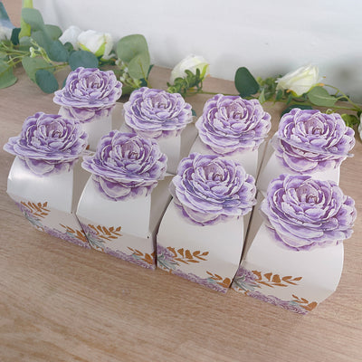 Lovely Lavender Peony Floral Top Party Favor Boxes