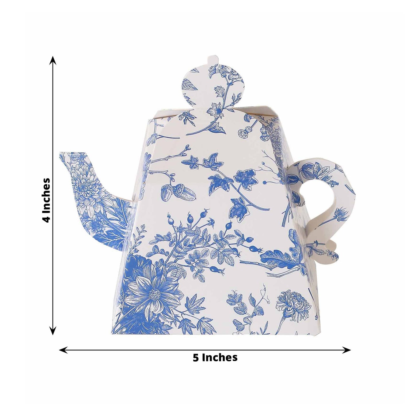 25 Pack White Blue Mini Teapot Party Favor Boxes in French Toile Pattern, Tea Time Gift Boxes - 5"x4"
