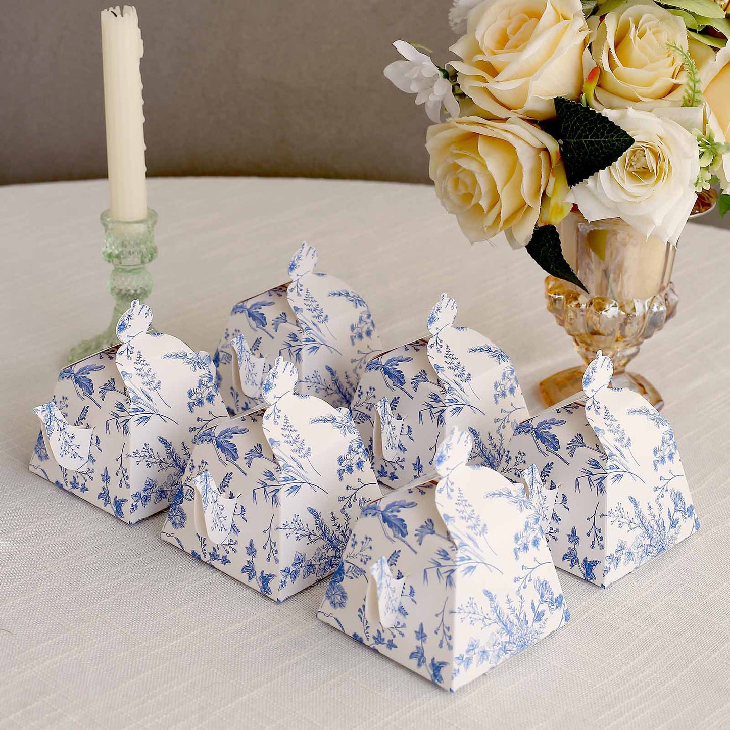 25 Pack White Blue Mini Teapot Party Favor Boxes in French Toile Pattern, Tea Time Gift Boxes - 5"x4"