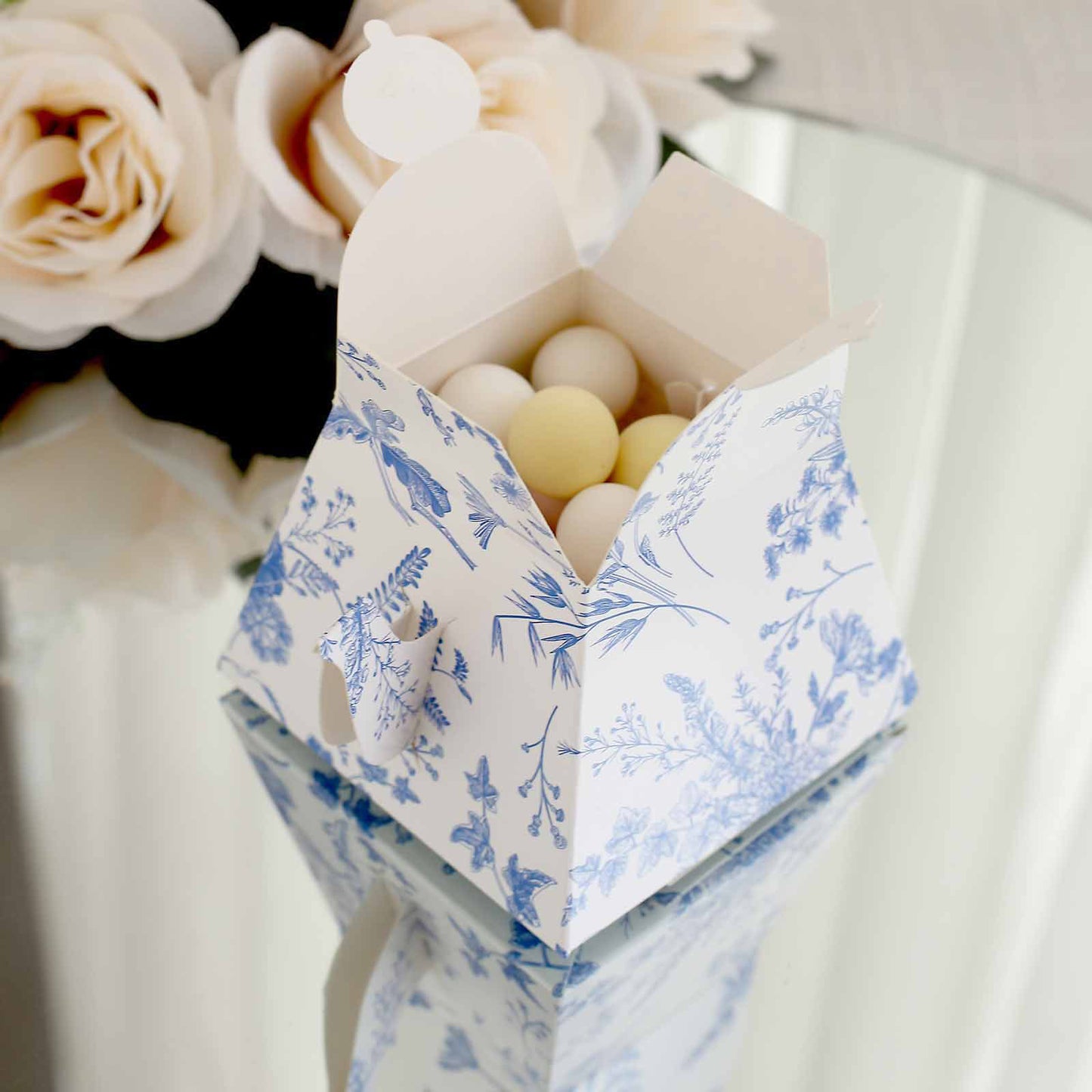 25 Pack White Blue Mini Teapot Party Favor Boxes in French Toile Pattern, Tea Time Gift Boxes - 5"x4"