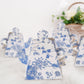 25 Pack White Blue Mini Teapot Party Favor Boxes in French Toile Pattern, Tea Time Gift Boxes - 5"x4"