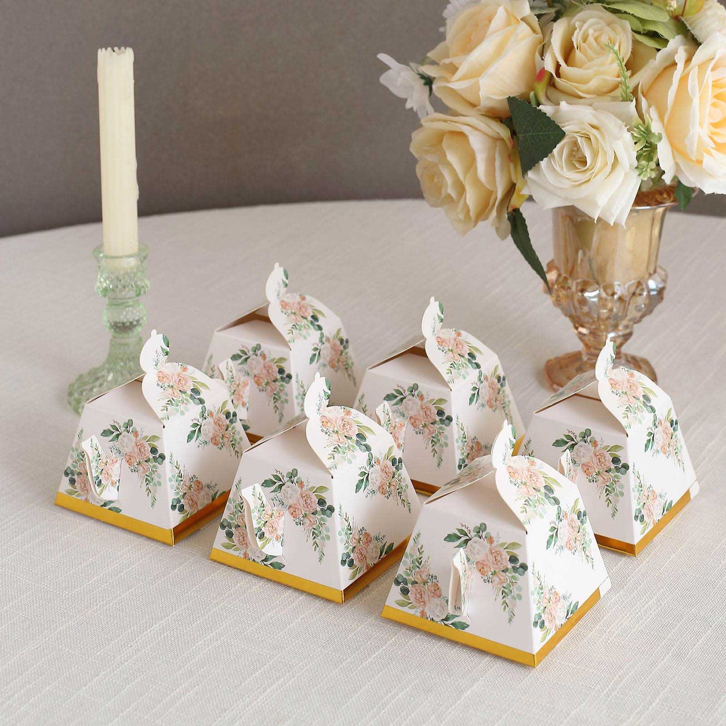 25 Pack Pink Peony Floral Mini Teapot Party Favor Boxes with Gold Edge, Tea Time Gift Boxes - 5"x4"