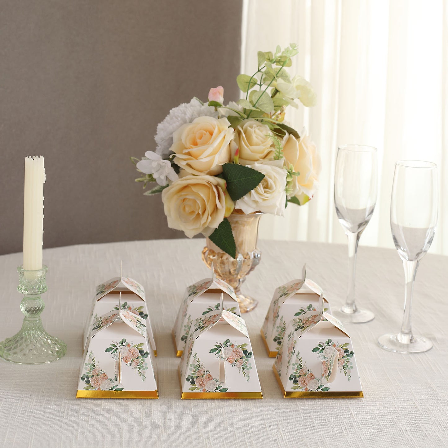 25 Pack Pink Peony Floral Mini Teapot Party Favor Boxes with Gold Edge, Tea Time Gift Boxes - 5"x4"