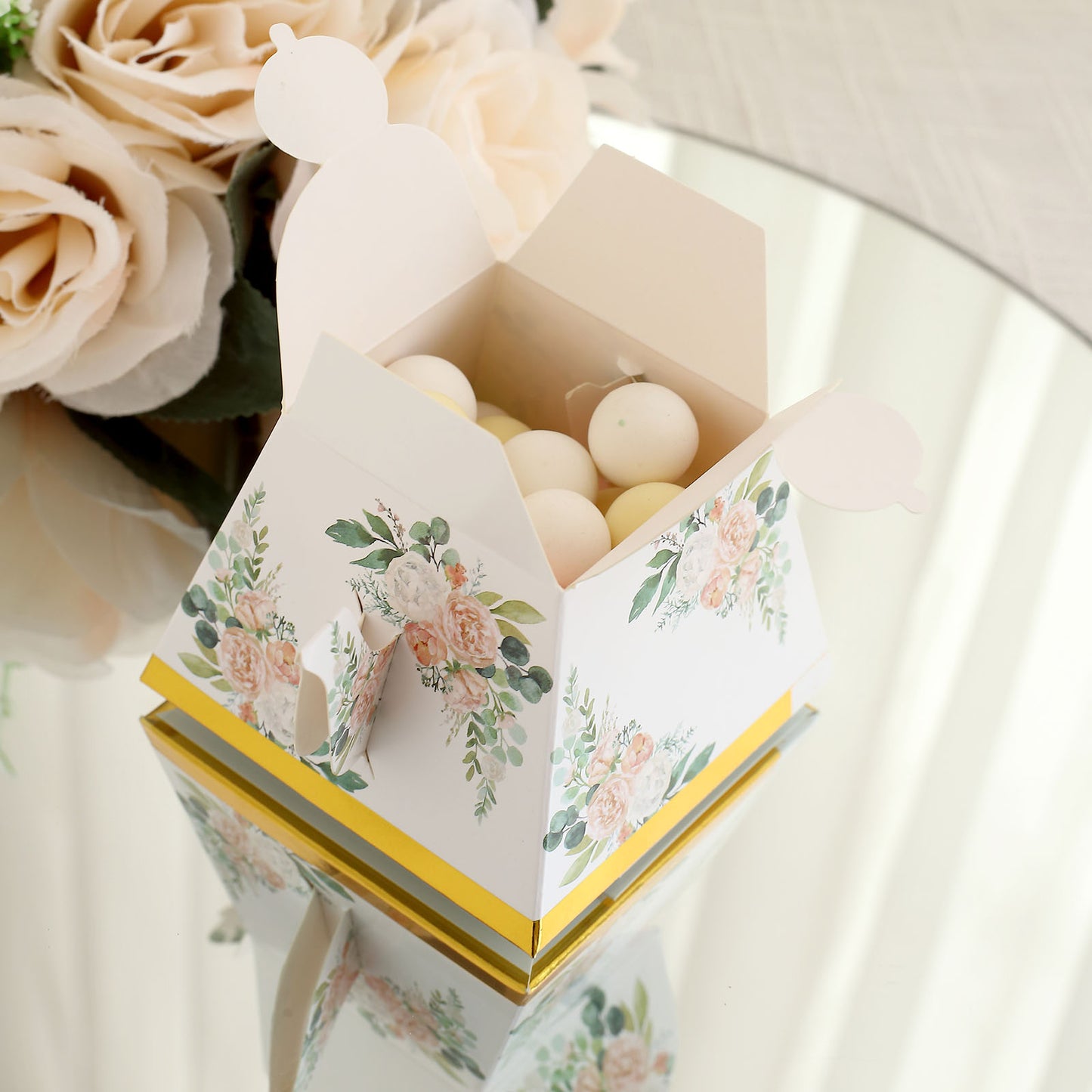 25 Pack Pink Peony Floral Mini Teapot Party Favor Boxes with Gold Edge, Tea Time Gift Boxes - 5"x4"