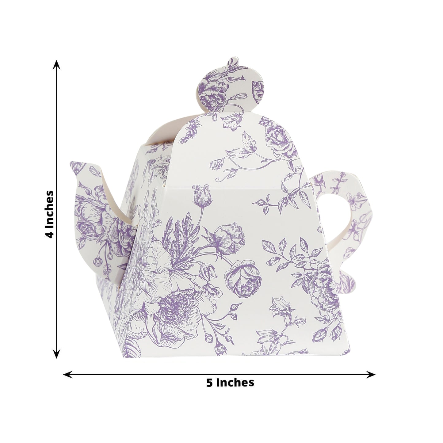 25 Pack 5"x4" Mini Teapot Favor Boxes – White Lavender French Toile Design Gift Boxes