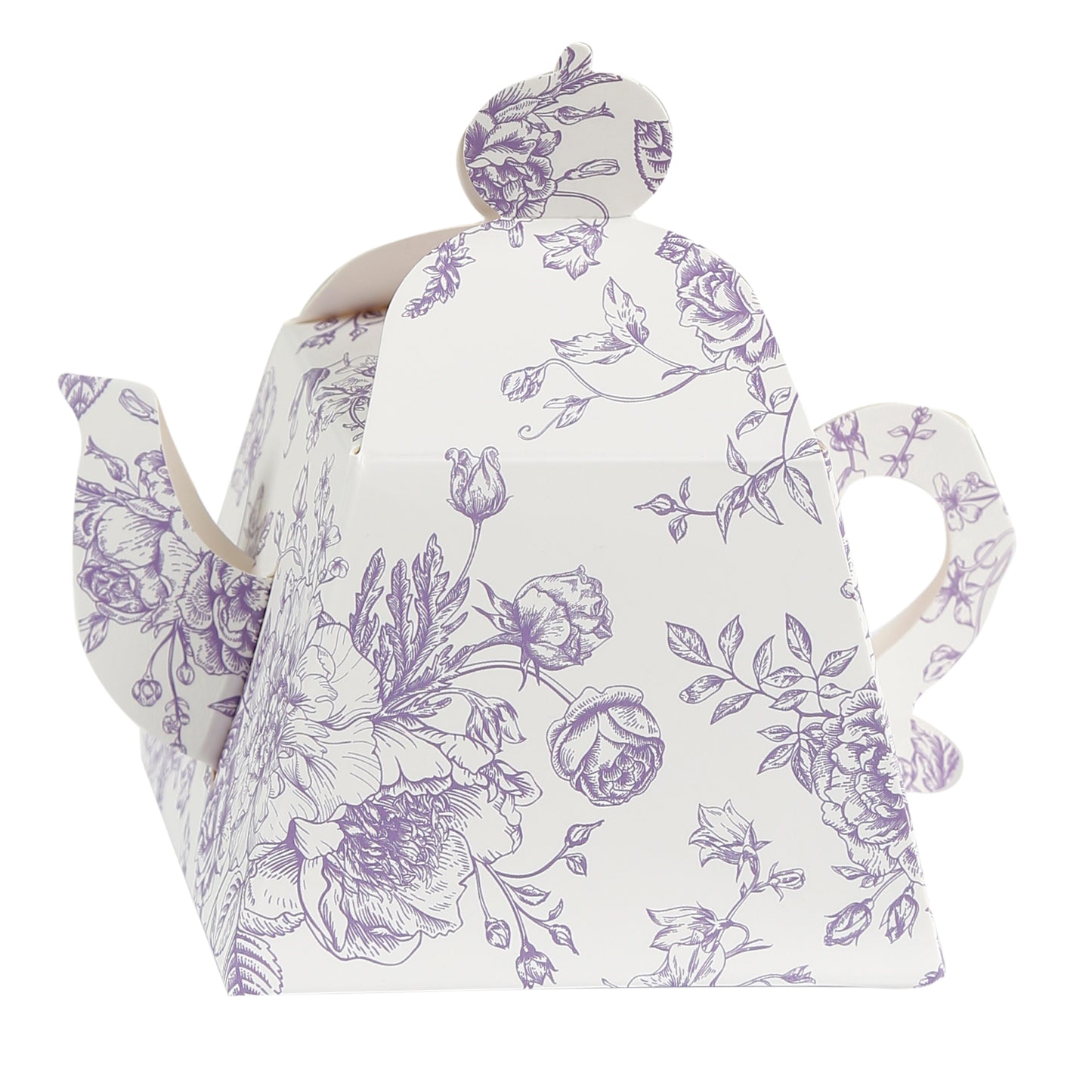 25 Pack 5"x4" Mini Teapot Favor Boxes – White Lavender French Toile Design Gift Boxes