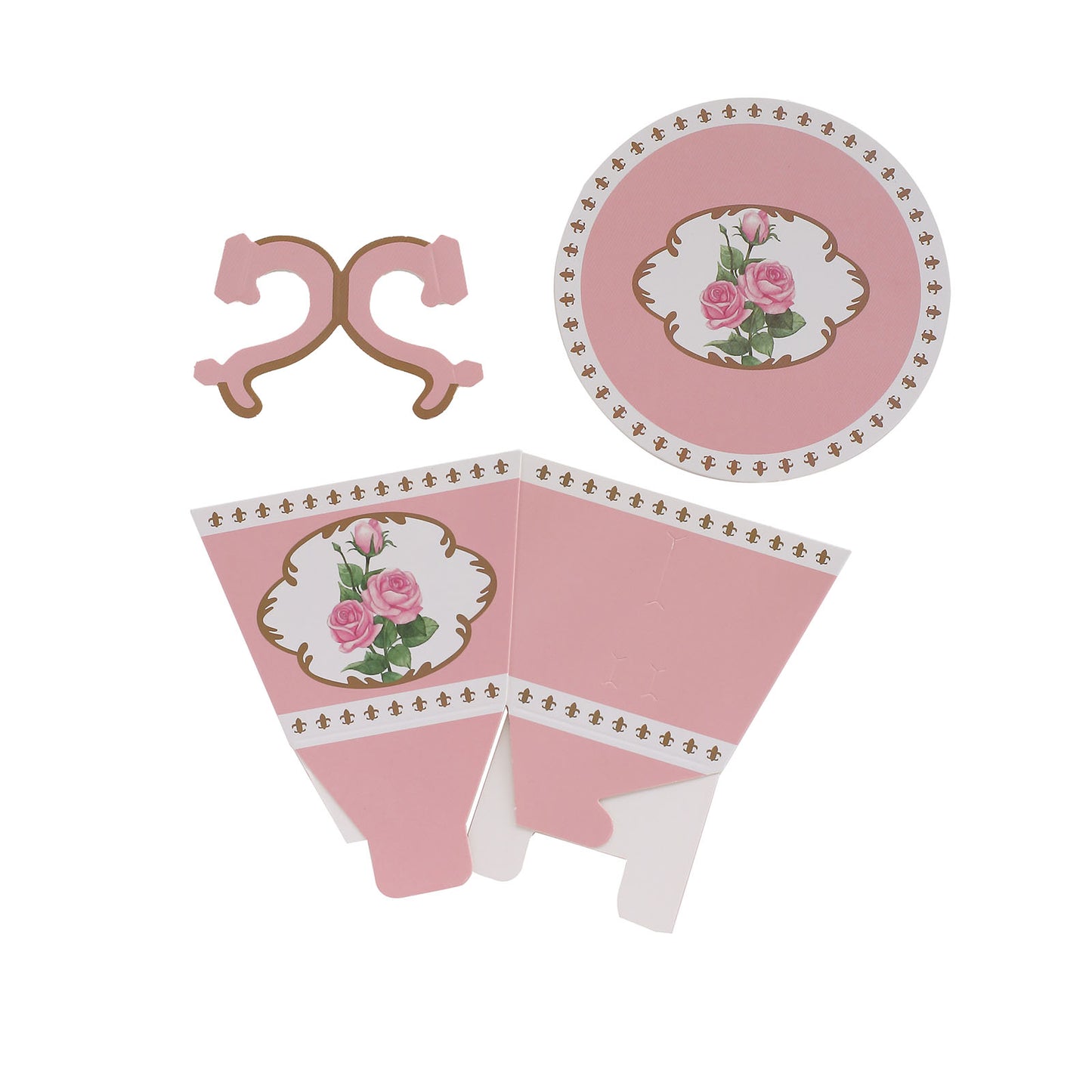 25 Pack Dusty Rose Mini Teacup and Saucer Party Favor Boxes with Rose Floral Print, Tea Time Candy Boxes - 4"x3"