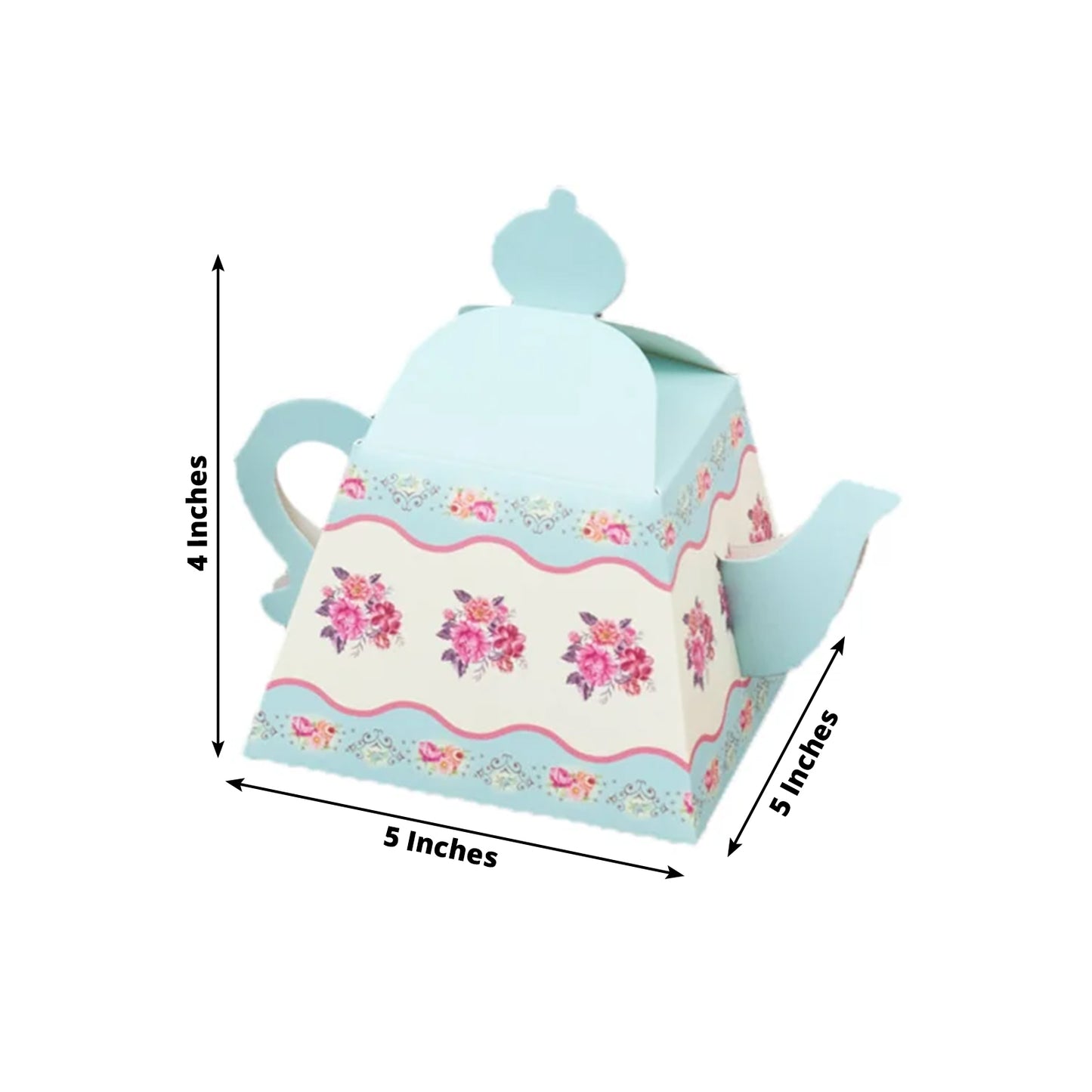 24 Pack Cardboard Favor Boxes in Mixed Vintage Floral Tea Pot Design - Elegant Gift Box for Weddings & Baby Showers - 5"x4"