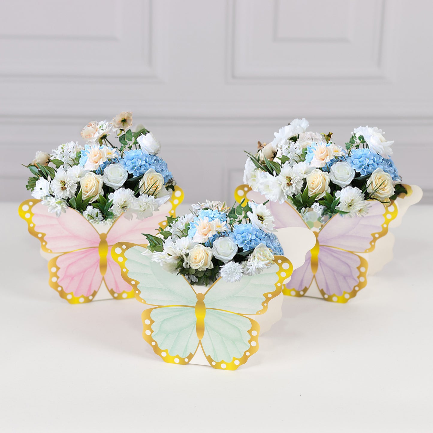 12 Pack Mixed Butterfly Candy Gift Favor Boxes, Paper Flower Boxes Centerpiece Tea Party Supplies - 6"x8"