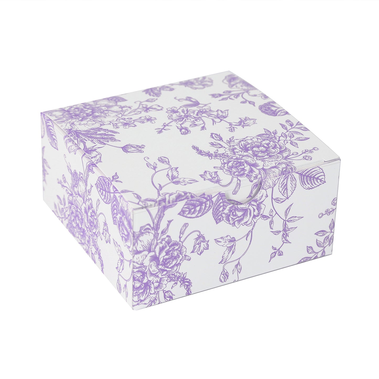 25 Pack Party Favors Boxes in French Toile Pattern, Matte Lavender and White Candy Gift Boxes - Cardstock Paper - 4"x4"x2"