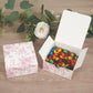 25 Pack Party Favors Boxes in French Toile Pattern, Matte Pink and White Candy Gift Boxes - Cardstock Paper - 4"x4"x2"