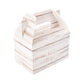 25 Pack Rustic White Candy Gift Tote Gable Boxes With Wood Plank Pattern, Party Favor Treat Boxes - 4"x2.5"x4.5"