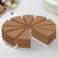 Brown paper cake boxes with scalloped tops arranged in a circle.