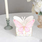 25 Pack White Pink Glitter Butterfly Theme Paper Serving Trays, Floral Print Disposable Snack Food Trays - 6"x7"