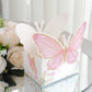 25 Pack White Pink Glitter Butterfly Theme Paper Serving Trays, Floral Print Disposable Snack Food Trays - 6"x7"