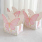 25 Pack White Pink Glitter Butterfly Theme Paper Serving Trays, Floral Print Disposable Snack Food Trays - 6"x7"