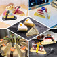 50 Pack | Gold/Clear Plastic Cake Slice Favor Containers, Triangle Party Boxes Treat Display Holder - 6"x4.5"x2.5"