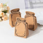 Natural brown mason jar shaped favor boxes with jute rope ties.
