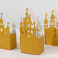 20 Pack Gold Glitter Fairy Tale Castle Favor Boxes, Princess Theme Cardstock Paper Candy Boxes Party Decorations - 3.5"x2"x6.5"