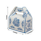 25 Pack Candy Gift Tote Gable Boxes in White Royal Blue Damask Floral Pattern, Party Favor Treat Boxes - 6"x3.5"x7"