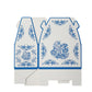 25 Pack Candy Gift Tote Gable Boxes in White Royal Blue Damask Floral Pattern, Party Favor Treat Boxes - 6"x3.5"x7"