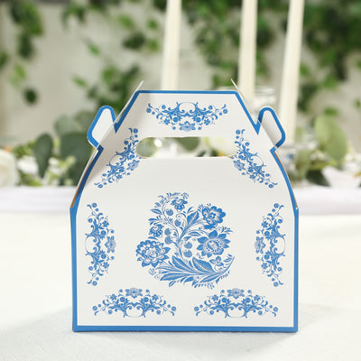 White Royal Blue Damask Favor Boxes