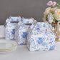 25 Pack White Blue Candy Gift Tote Gable Boxes in French Toile Pattern, Party Favor Treat Boxes - 6"x3.5"x7"