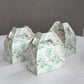 25 Pack White Green Candy Gift Tote Gable Boxes with Eucalyptus Leaves Print, Party Favor Treat Boxes - 6"x3.5"x7"