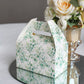 25 Pack White Green Candy Gift Tote Gable Boxes with Eucalyptus Leaves Print, Party Favor Treat Boxes - 6"x3.5"x7"