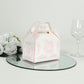 25 Pack White Pink Candy Gift Tote Gable Boxes in Damask Floral Pattern, Party Favor Treat Boxes - 6"x3.5"x7"