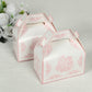 25 Pack White Pink Candy Gift Tote Gable Boxes in Damask Floral Pattern, Party Favor Treat Boxes - 6"x3.5"x7"