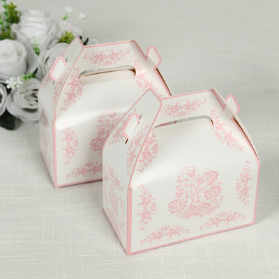 White Pink Party Favor Gift Tote Gable Boxes