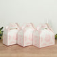 25 Pack White Pink Candy Gift Tote Gable Boxes in Damask Floral Pattern, Party Favor Treat Boxes - 6"x3.5"x7"