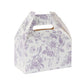 25 Pack Candy Treat Tote Boxes in French Toile Pattern - Matte Lavender and White Party Favor Gable Boxes, Cardstock Paper - 6"x3.5"x7"