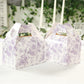 25 Pack Candy Treat Tote Boxes in French Toile Pattern - Matte Lavender and White Party Favor Gable Boxes, Cardstock Paper - 6"x3.5"x7"